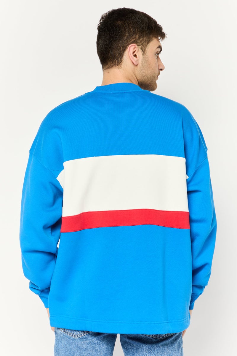 DIESEL سويت شيرت رجالي بأكمام طويلة وياقة دائرية مع شعار مطرز، مجموعة ألوان زرقاء - Image 4