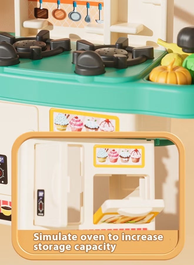 Kitchen Pretend Toy Set,,Kids Mini Kitchen Toys Simulation Cooking Set,Kids Kitchen Playset Mini Kitchen Toy Set, Toddlers Cooking Pretend Play Interactive Station, Kids Toy Kitchen Set with Play Sink, Spray, Realistic Light  Sound,With Kitchenware and Fruit Model for Girl and Boy ﻿ - Image 5