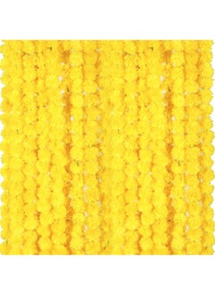 Giegxin Giegxin 15 Pack Marigold Garland 5 ft Long Strands Day of Dead Faux Marigold Flowers Diwali Decor Artificial Marigold Flowers Indian Decor for Wedding, Christmas, Events(Yellow)  - Image 1