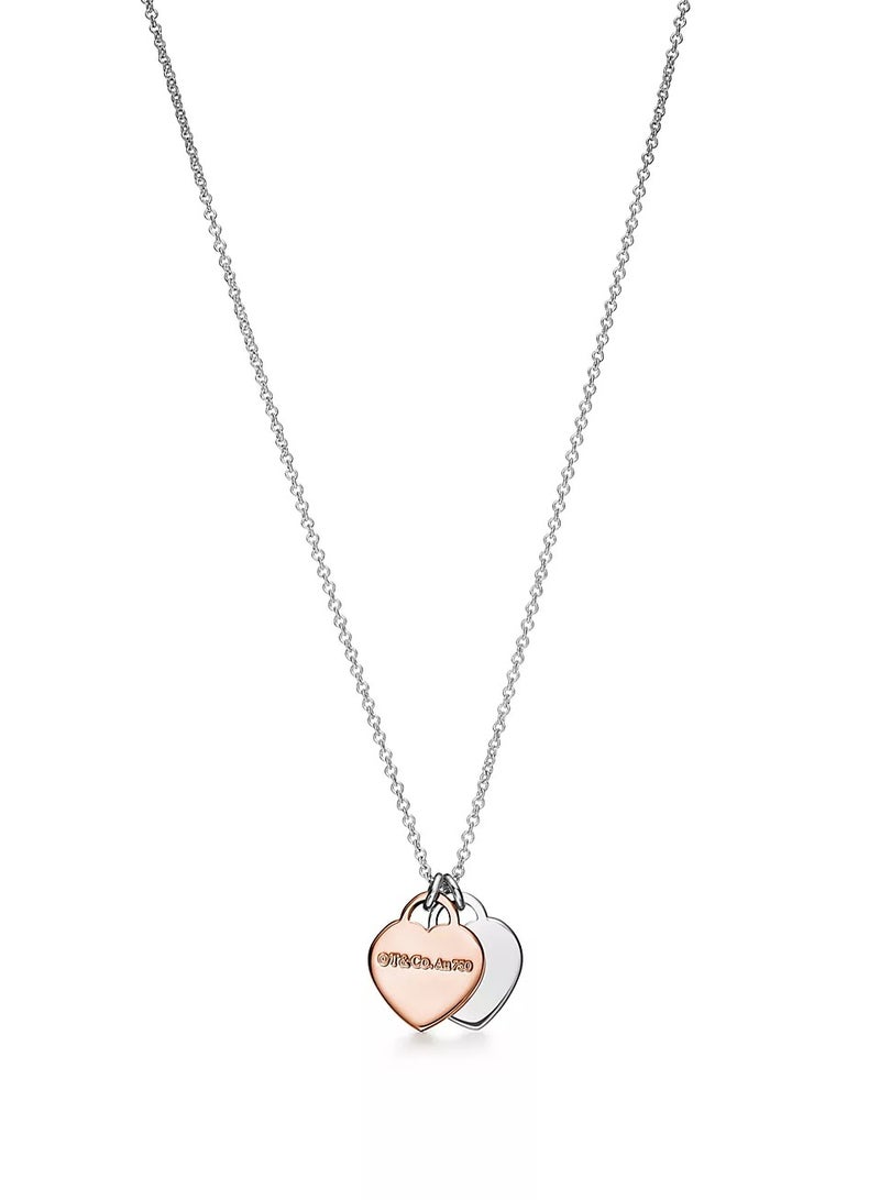 Tiffany & Co. Tiffany Double Heart Tag Pendant in Silver and Rose Gold  - Image 3