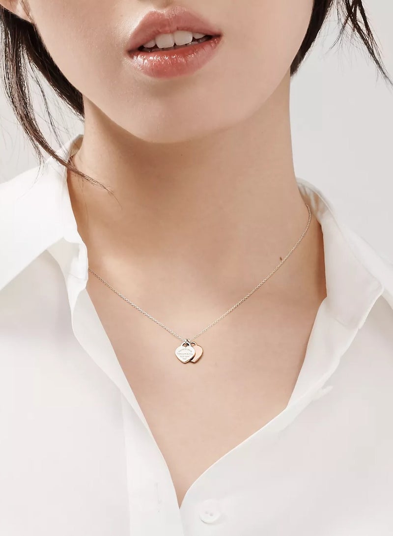 Tiffany & Co. Tiffany Double Heart Tag Pendant in Silver and Rose Gold  - Image 2