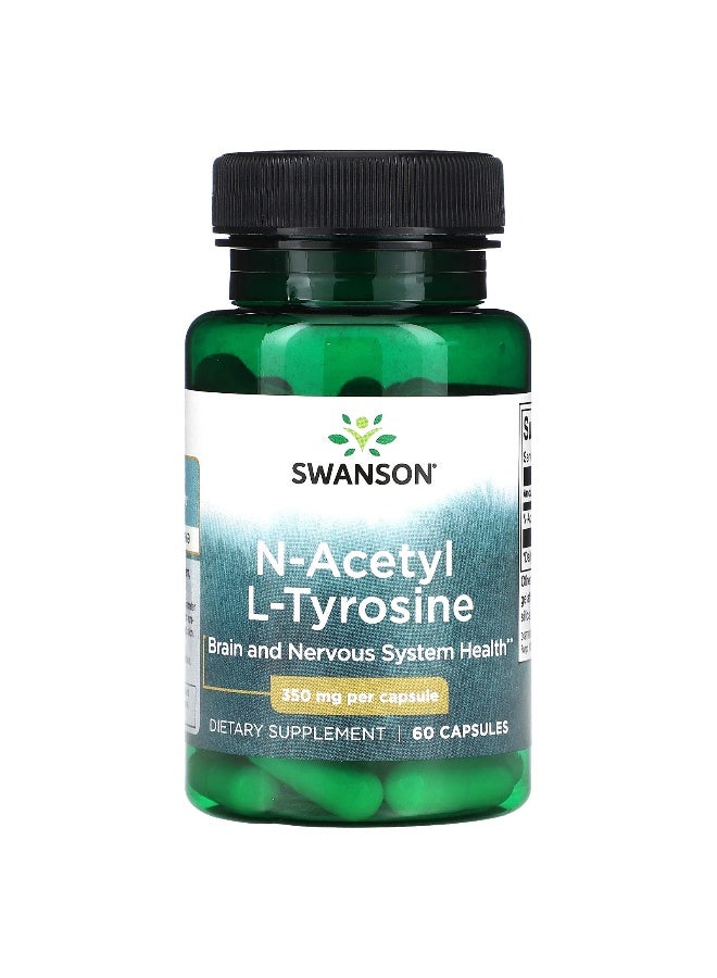 SWANSON سوانسون، N-أسيتيل L-تيروسين، 350 ملغ، 60 كبسولة - Image 1