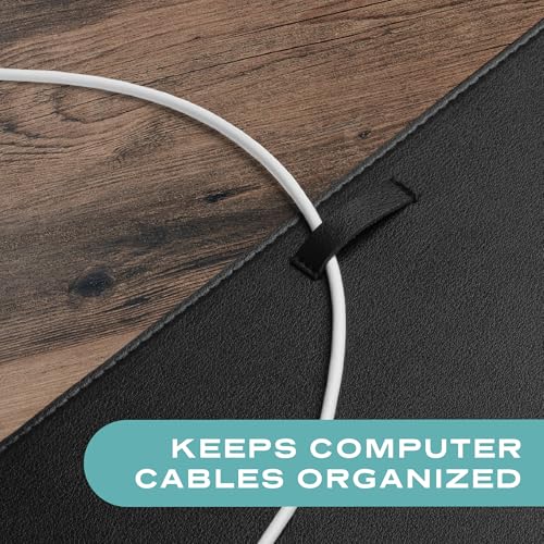 Alfion Leather Desk Mat Cable Organizer 23.6" x 17" | Premium Black Vegan Leather Desk Protector Blotter Mouse Pad with Felt Non Slip Bottom for Home Office - Image 3