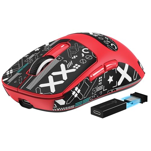 MANBASNAKE Attack Shark X3 Pro 4K8K Hz Mouse 59g Superlight BT24G WirelessWired Gaming Mouse PixArt PAW3395 Gaming Sensor 26000 DPI Griptape Programmable Buttons for Win11XboxPSMacRed - Image 1