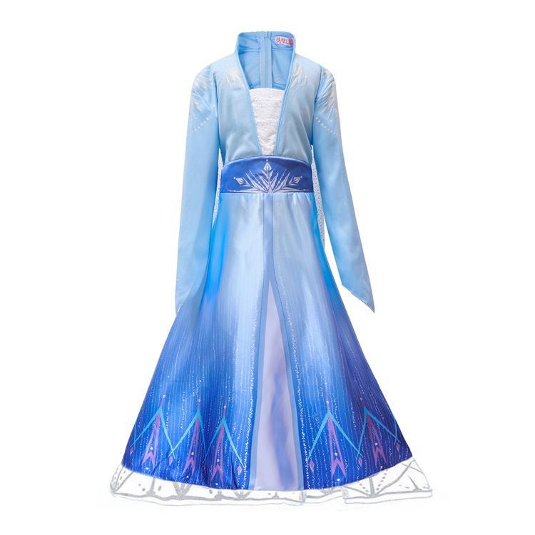 Children'S Clothing Aina Princess Dress Frozen 2 Aisha Printed Children'S Holiday Fake Two-Piece Dress Costume - Image 2