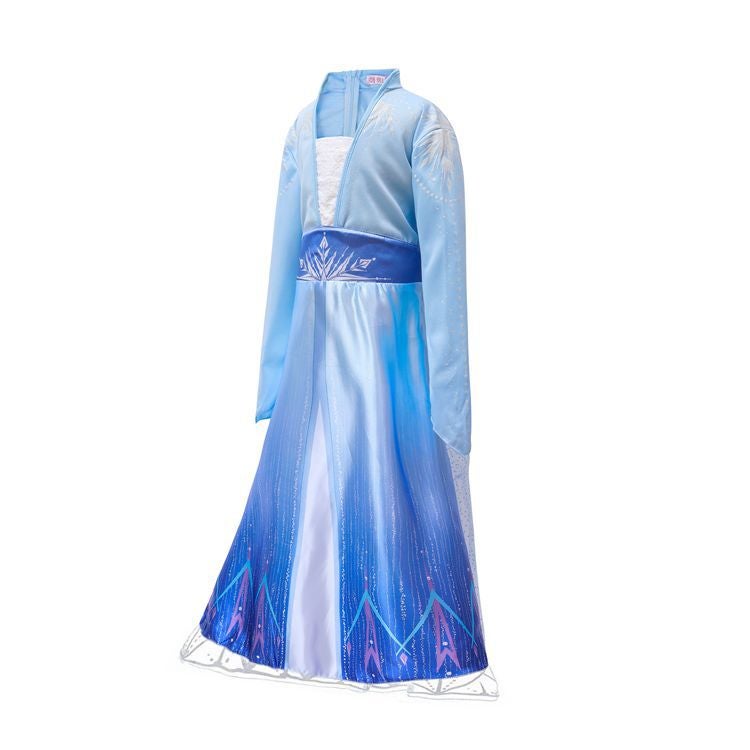 Children'S Clothing Aina Princess Dress Frozen 2 Aisha Printed Children'S Holiday Fake Two-Piece Dress Costume - Image 3