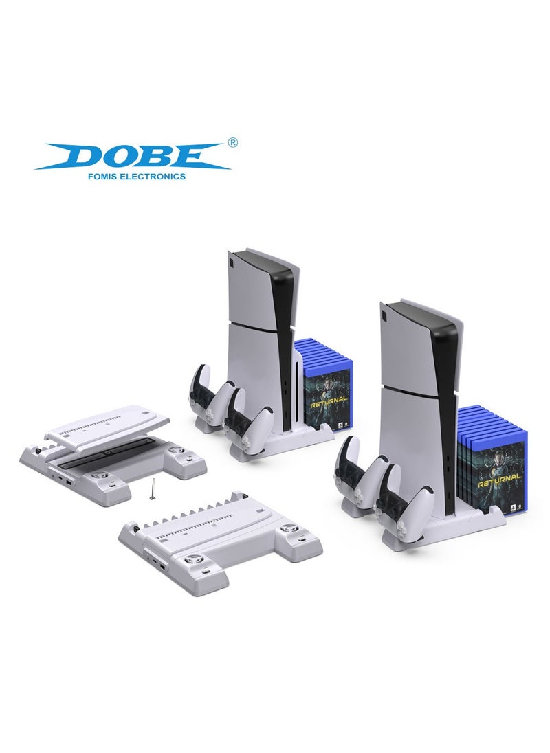 DOBE - PS5 Slim Stand with Cooling Station, PS5 Controller Charging Station for Playstation 5 Console Disc/Digital Edition, PS5 Accessories Vertical Stand with 3-Level Speeds Cooling Fan & 11 Games Organizer - Image 1