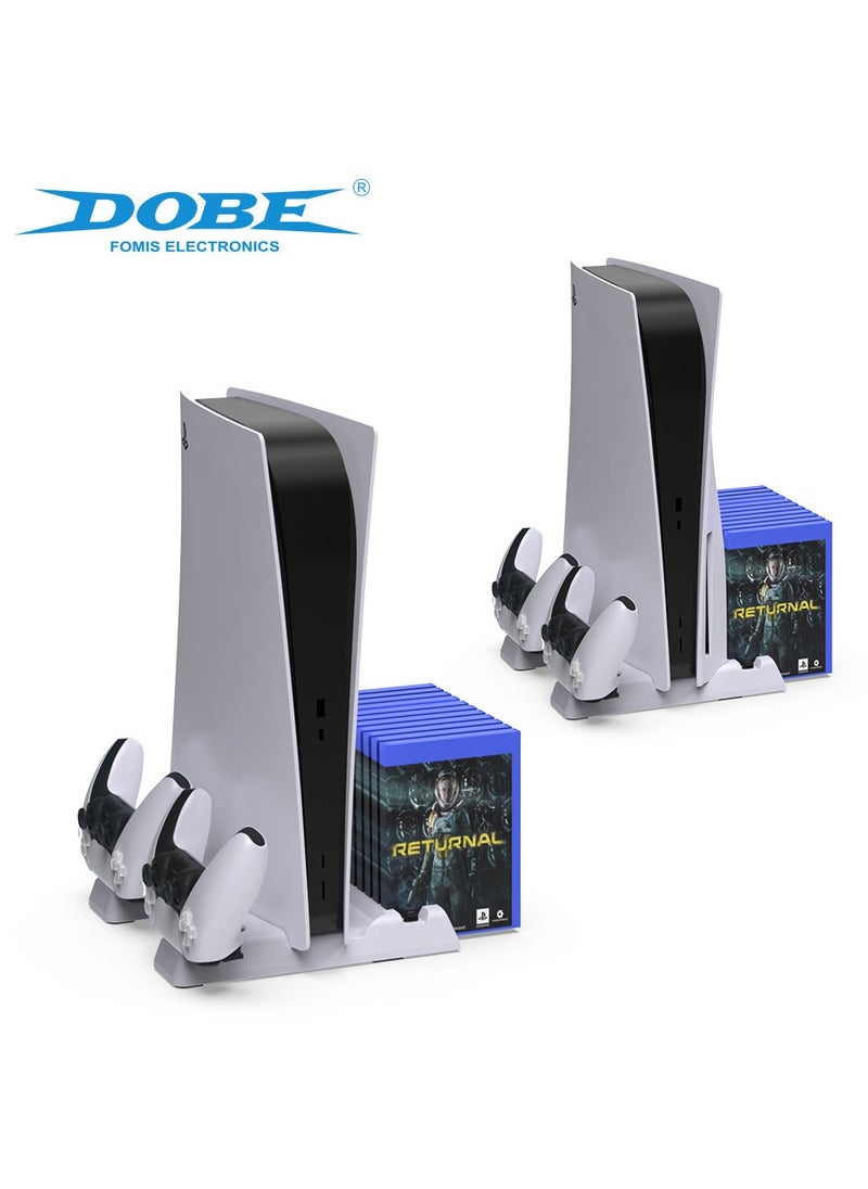 DOBE - PS5 Slim Stand with Cooling Station, PS5 Controller Charging Station for Playstation 5 Console Disc/Digital Edition, PS5 Accessories Vertical Stand with 3-Level Speeds Cooling Fan & 11 Games Organizer - Image 1