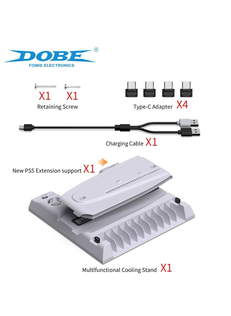 DOBE - PS5 Slim Stand with Cooling Station, PS5 Controller Charging Station for Playstation 5 Console Disc/Digital Edition, PS5 Accessories Vertical Stand with 3-Level Speeds Cooling Fan & 11 Games Organizer - Image 1
