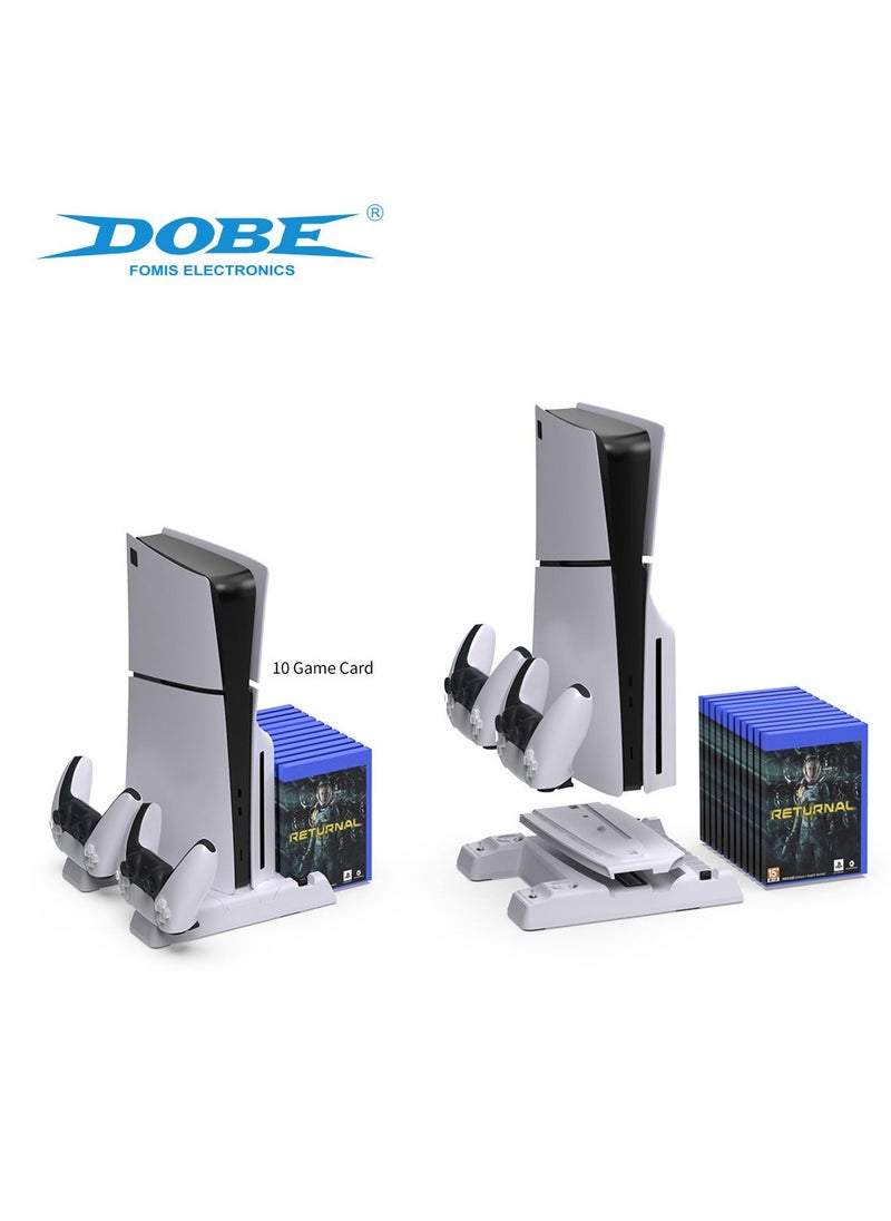 DOBE - PS5 Slim Stand with Cooling Station, PS5 Controller Charging Station for Playstation 5 Console Disc/Digital Edition, PS5 Accessories Vertical Stand with 3-Level Speeds Cooling Fan & 11 Games Organizer - Image 1