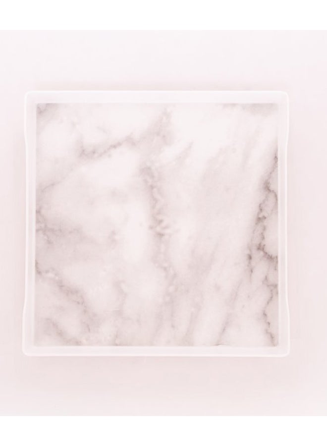 Bright Designs Melamine Ramadan Matt Square Tray 
Set Of 1 (L 38Cm W 38Cm) White Marble - Image 2