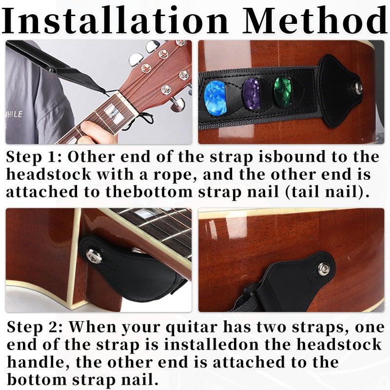 Qivorimith Guitar Strap,Acoustic Electric Guitar With 3 Pick Holders and 6 PCS Picks Guitar Accessories,Available for All Guitars - Image 5