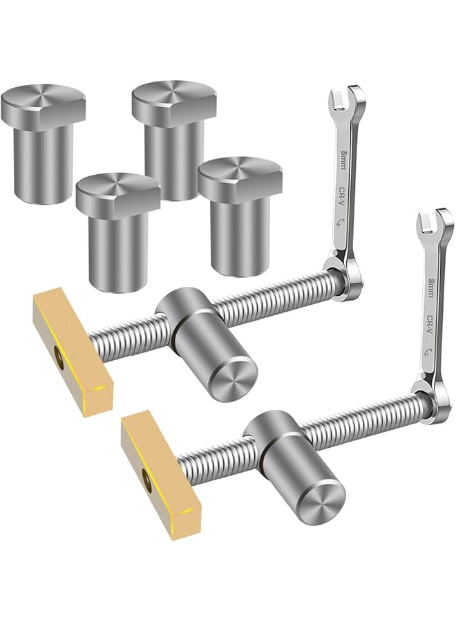 promass 2PCS 3/4 Inch Bench Dog Clamps, Woodworking Clamps with 4 Bench Dogs, CNC Precision Machining Bench Dog with 2 Ratchet Wrenches, Low Profile Design and Easy to Use for Woodworking - Image 1