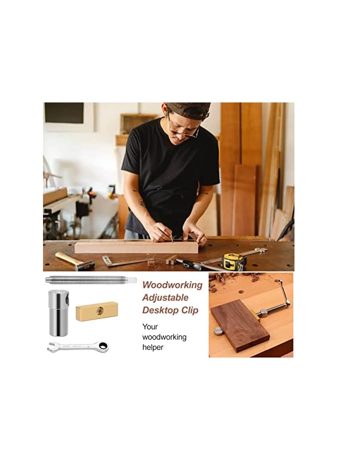 promass 2PCS 3/4 Inch Bench Dog Clamps, Woodworking Clamps with 4 Bench Dogs, CNC Precision Machining Bench Dog with 2 Ratchet Wrenches, Low Profile Design and Easy to Use for Woodworking - Image 3