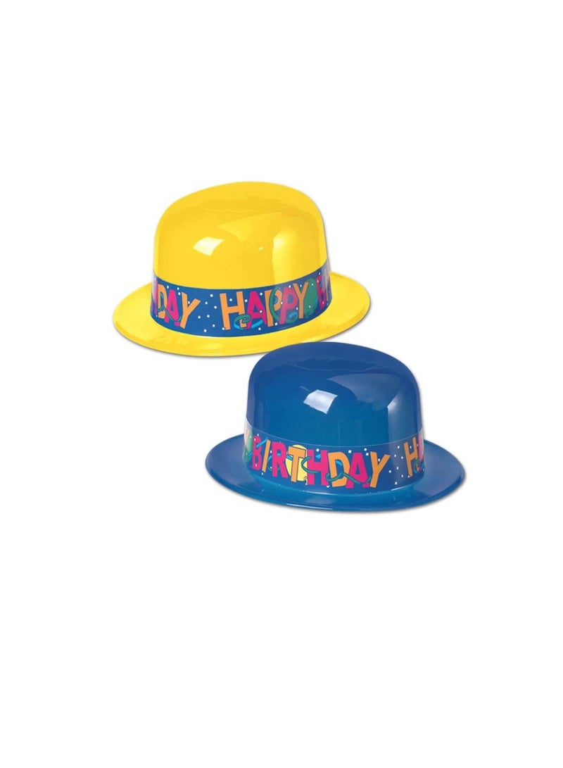 Happy Birthday Band Plastic Derbies Red 2 pcs - Image 2