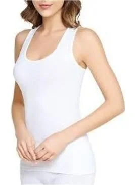 Tutku Passion Women's White Ribana Wide Strap Tank Top 6 Pack