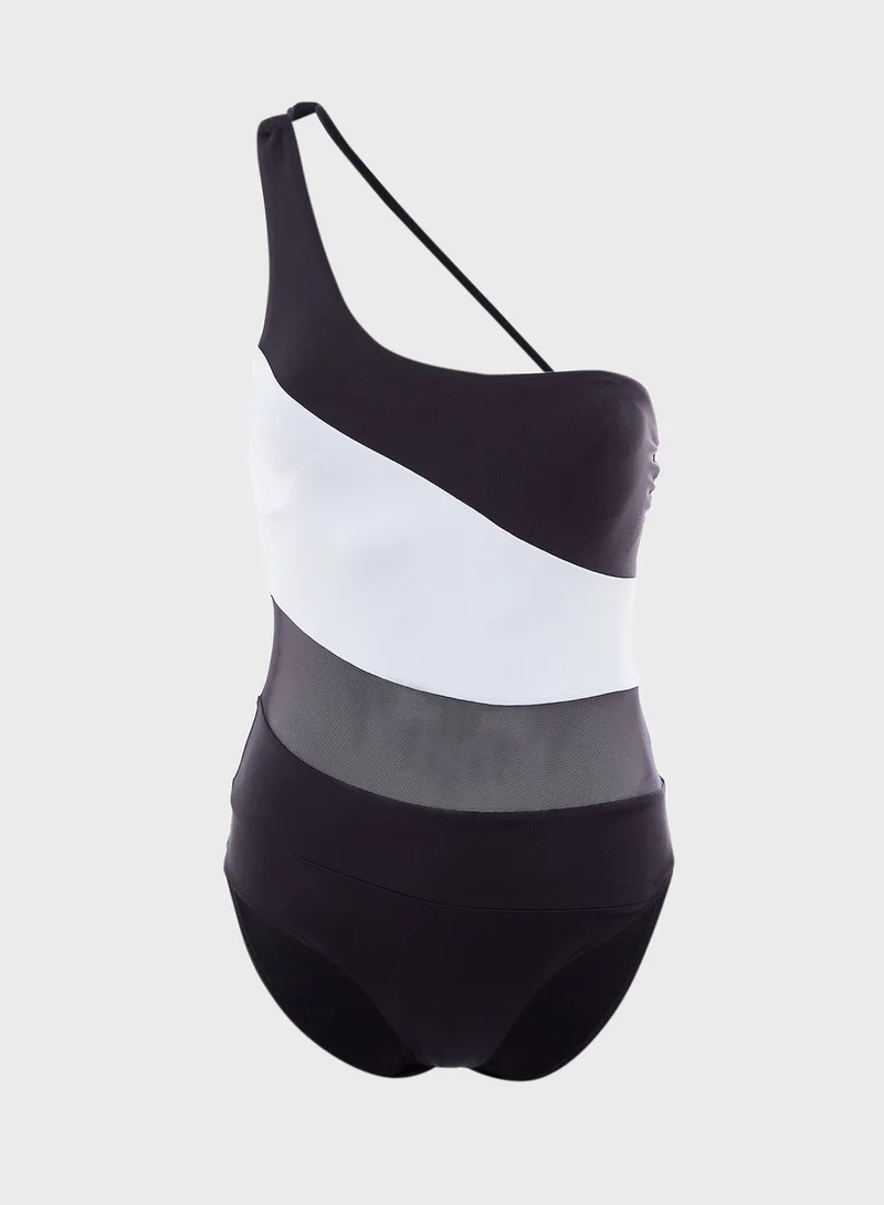 Dorina One Shoulder Colorblock Swimsuit