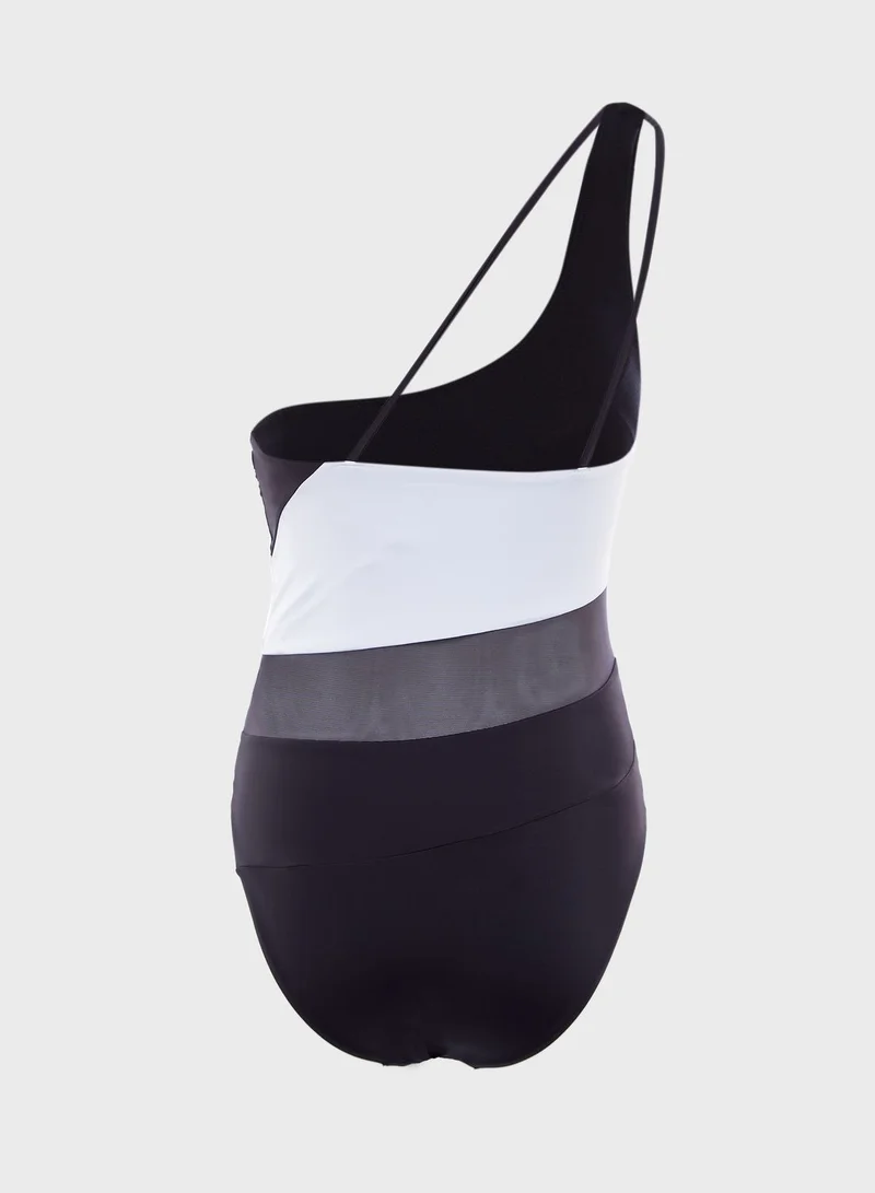 Dorina One Shoulder Colorblock Swimsuit