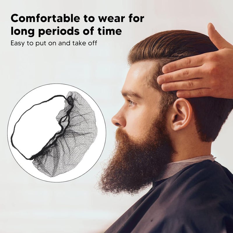 GLOGLOW , Nylon Beard Covers for Men, Lightweight Elastic Protector Nets with Breathable Design, Perfect for Salons and Food Production Facilities (Black) - Image 4