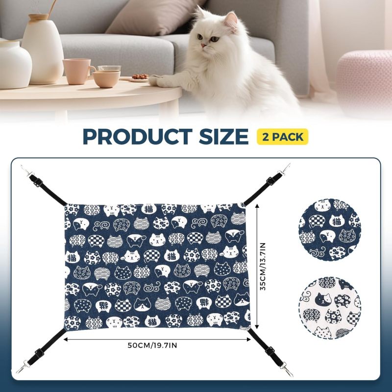 Cat Hammock M Size: Summer Blue + Winter White - Travel-Friendly Small Pet Hammock for Cage, Outdoor & Indoor Use - Image 5