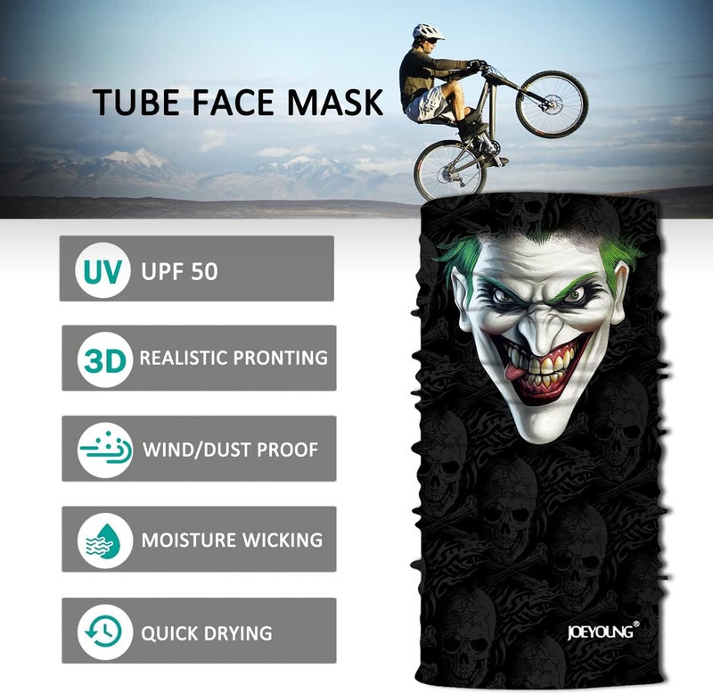 JOEYOUNG Skull Face Mask UV Sun Dust Neck Gaiter Bandana Headwear Motorcycle - Image 3