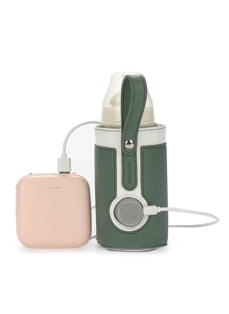 Generic Portable Bottle Warmer, With 3 Temperature Control, Travel Smart Insulation Milk Bottle Cover Bag, Usb Baby Bottle Warmer For Breastmilk Or Formula For Travel And Other Outdoor Activities Green  - Image 1
