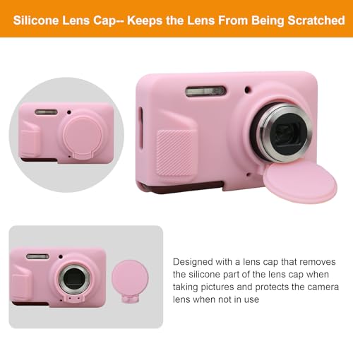 Elonbo Case for Kodak PIXPRO FZ55 Digital Camera, Kodak FZ55 Vlogging Camera Soft Silicone Case, Rubber Protective Cover, Anti-Scratch Skin Sleeve with Detachable Lens Cover, Pink - Image 5