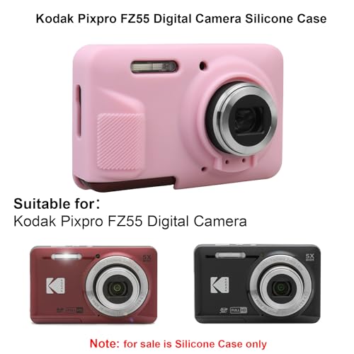 Elonbo Case for Kodak PIXPRO FZ55 Digital Camera, Kodak FZ55 Vlogging Camera Soft Silicone Case, Rubber Protective Cover, Anti-Scratch Skin Sleeve with Detachable Lens Cover, Pink - Image 2