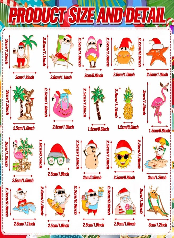 CraftyDreamMpcs 40 Pcs Christmas July Pins Bulk for Backpacks Summer Christmas Enamel Pins Holiday in July Brooches Beach Hawaiian Themed Party Accessories - Image 2
