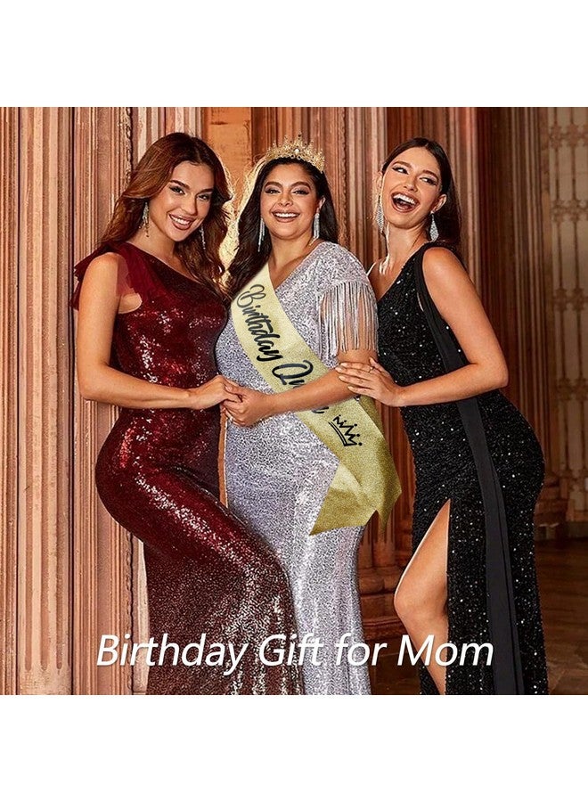 فيلسكرون تاج الملكة لأعياد الميلاد من VELSCRUN للنساء والفتيات، عصابة رأس الملكة لأعياد الميلاد من الكريستال الذهبي، تاج الأميرة الأنيق، ديكورات حفلات أعياد الميلاد السعيدة، هدية عيد ميلاد الأم والأخوات، إكسسوارات الشعر - Image 5