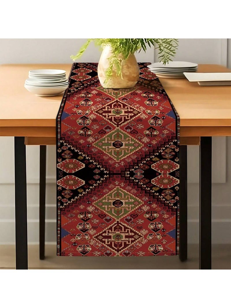 زينه رمضان مفرش طاولة تراثي بنقشة شرقية أنيقة لتزيين الطاولات والمداخل  مقاس 183×33 سم - زينه رمضان للمنازل و الحفلات - Image 2