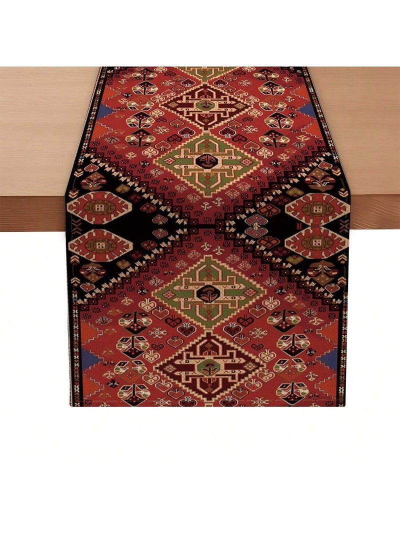 زينه رمضان مفرش طاولة تراثي بنقشة شرقية أنيقة لتزيين الطاولات والمداخل  مقاس 183×33 سم - زينه رمضان للمنازل و الحفلات - Image 3