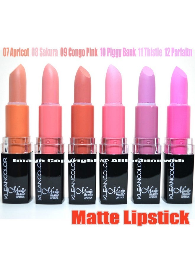KLEANCOLOR 6 MADLY MATTE LIPSTICK SET BOLD VIVID PINK APRICOT LIP STICK + FREE EARRING - Image 2