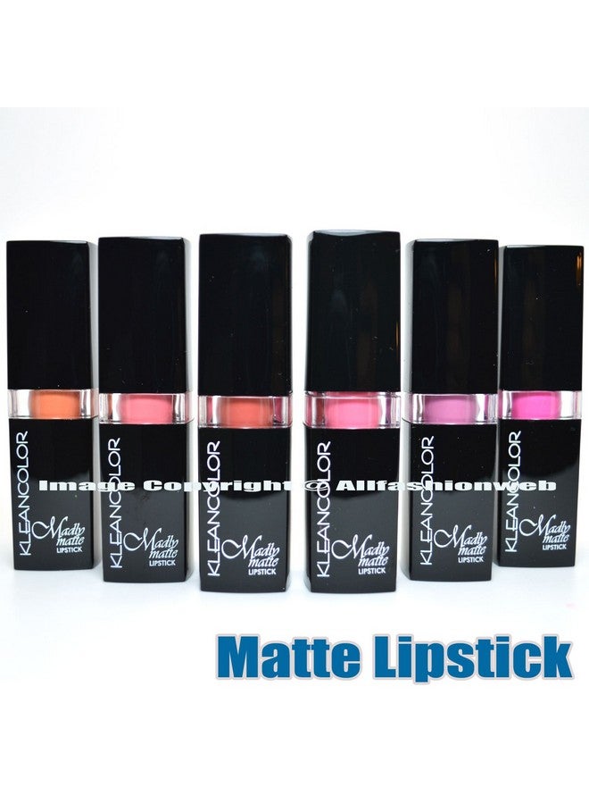 KLEANCOLOR 6 MADLY MATTE LIPSTICK SET BOLD VIVID PINK APRICOT LIP STICK + FREE EARRING - Image 5