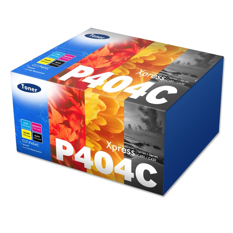 Cool Toner 4 Pack CLT-P404C P404C Compatible for Samsung C480fw Xpress SL C430w C480w C430 C48x C480 C480fn C483w C43x CLT-K404S CLT-C404S CLT-M404S K404S Y404S Cartridge Black Yellow Cyan Magenta - Image 1