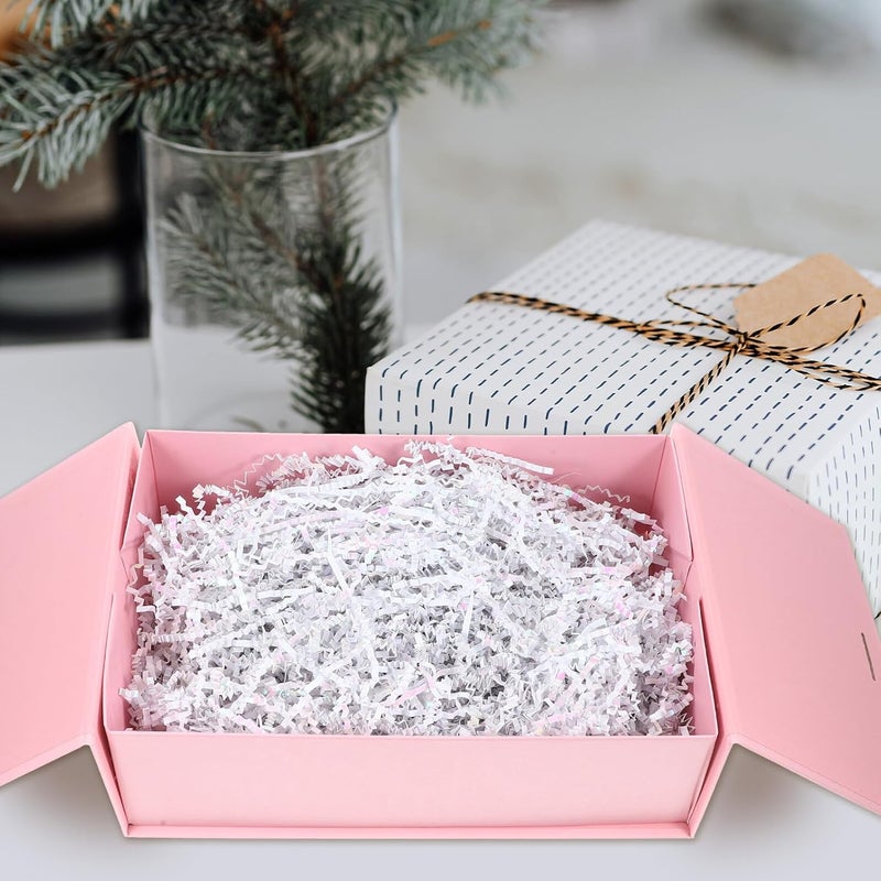 GALPADA Crinkle Cut Shredded Paper Filler 100g Pack, Colorful White Raffia Grass Box Stuffing for Packaging, Party Decoration and Shipping Filling - Image 4