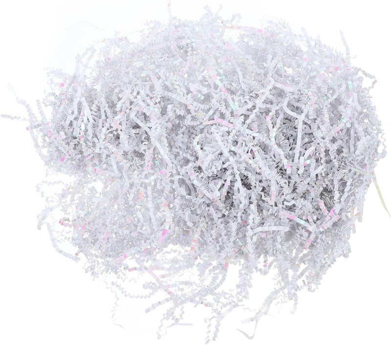 GALPADA Crinkle Cut Shredded Paper Filler 100g Pack, Colorful White Raffia Grass Box Stuffing for Packaging, Party Decoration and Shipping Filling - Image 1