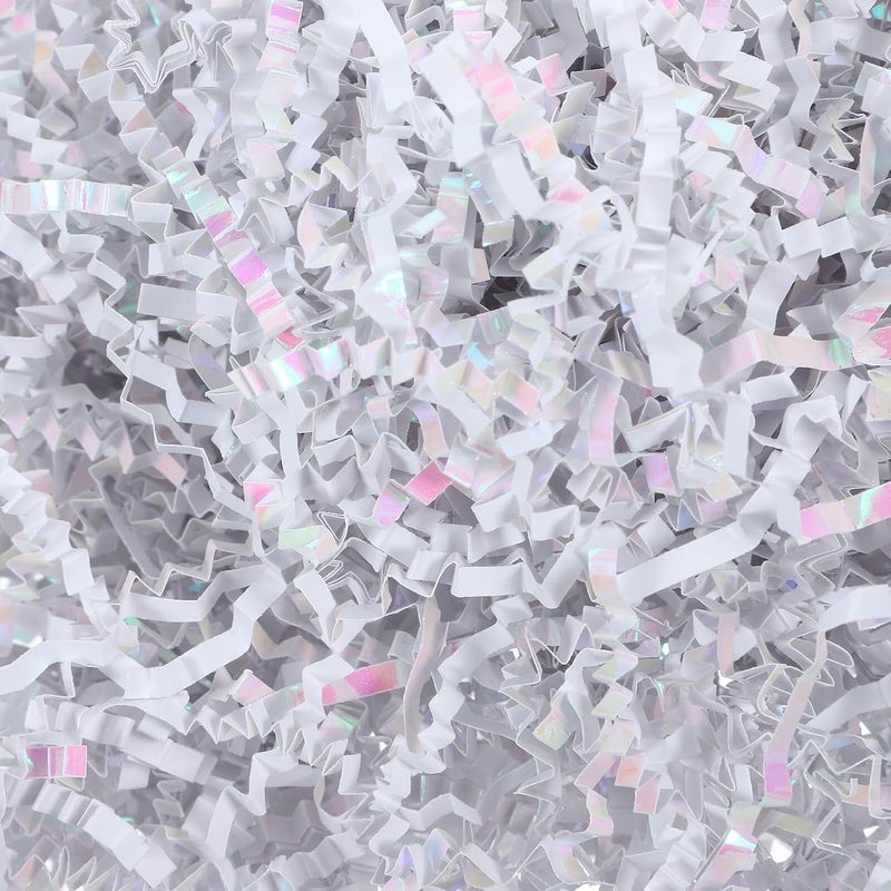 GALPADA Crinkle Cut Shredded Paper Filler 100g Pack, Colorful White Raffia Grass Box Stuffing for Packaging, Party Decoration and Shipping Filling - Image 5