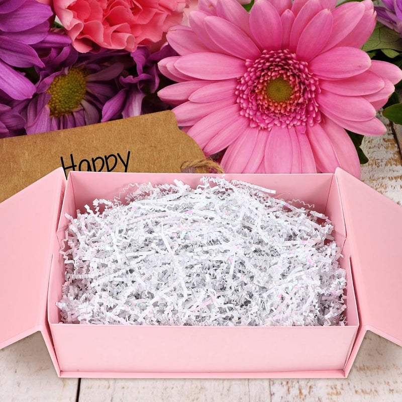 GALPADA Crinkle Cut Shredded Paper Filler 100g Pack, Colorful White Raffia Grass Box Stuffing for Packaging, Party Decoration and Shipping Filling - Image 3