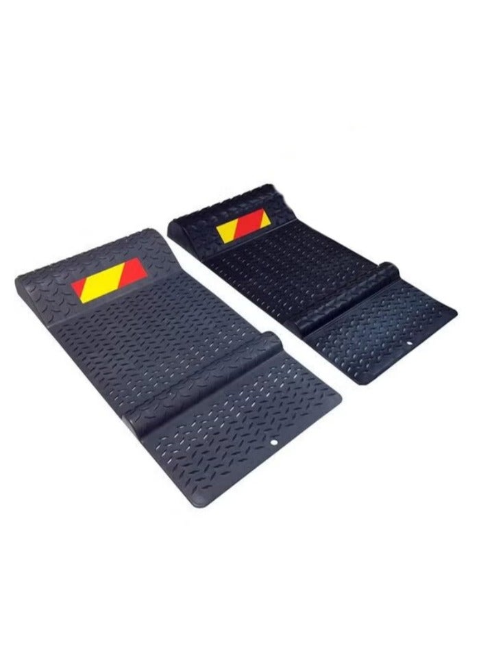 2PCS Plastic Parking Mat Guides for Garage Vehicles, Antiskid Car Park Aid - Gray - Image 5