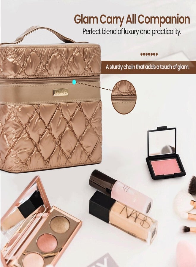 SHAMAX Hard Shell Vanity Box Makeup Organizer Bag for Women Multi-Layer Trays - Image 4