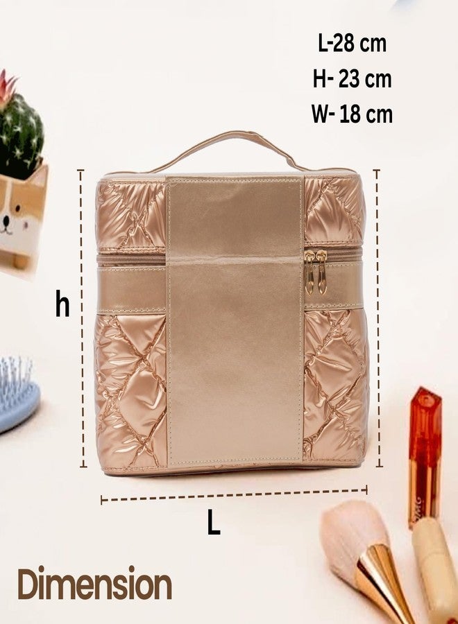 SHAMAX Hard Shell Vanity Box Makeup Organizer Bag for Women Multi-Layer Trays - Image 3
