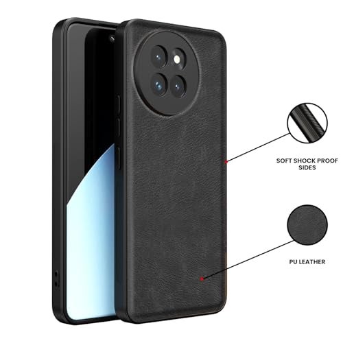 Kapa Tux Leather Back Cover for Xiaomi 14 Civi | Slim Shockproof Camera Protection Bumper Case (Black) - Image 2