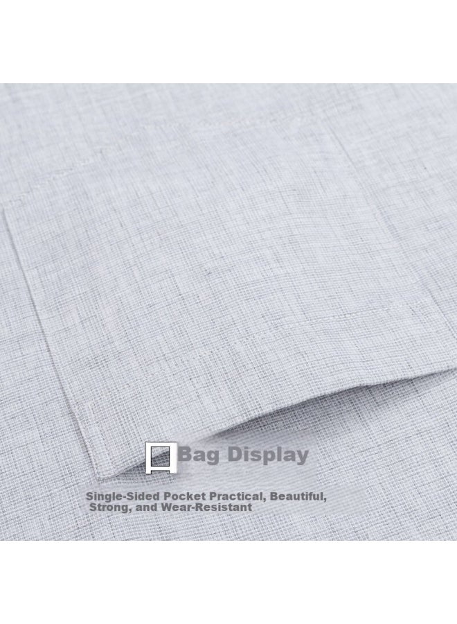 Firs Men's Short Sleeve Linen Shirt Summer Breathable Easy Care Cotton Linen Shirt Grey White 41 - Image 2