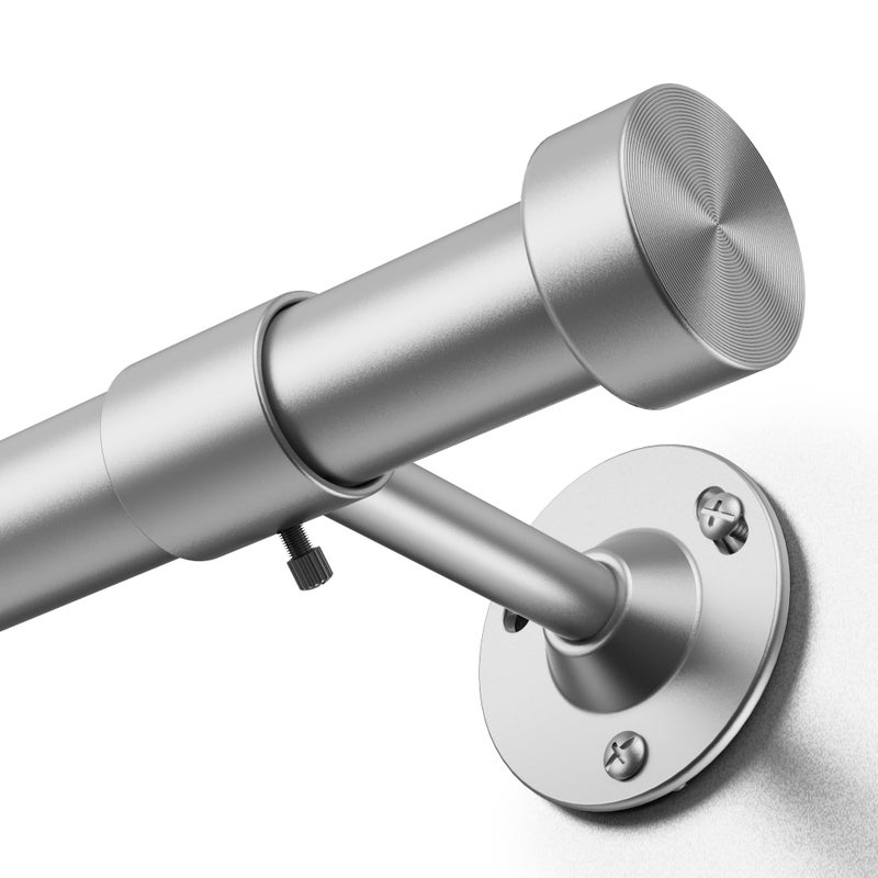 YaFex Heavy Duty Curtain Rods 32-150 Inch, 1 Inch Adjustable Silver Curtain Rod for Windows, Extra Long Window Treatment Rods with Aluminium Finials, Easy Installation - Image 1