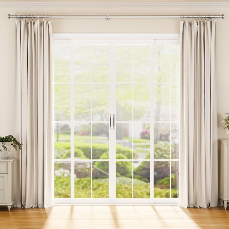 YaFex Heavy Duty Curtain Rods 32-150 Inch, 1 Inch Adjustable Silver Curtain Rod for Windows, Extra Long Window Treatment Rods with Aluminium Finials, Easy Installation - Image 2