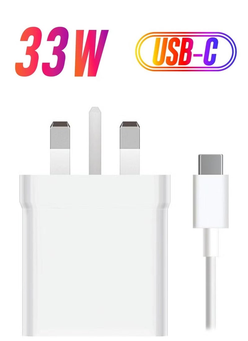JAJEEK Wall Charger with Type-C Cable Combo 33W White – Fast Charging for Smartphones, Tablets & More – 33W Power, Durable Type-C Cable, Universal Compatibility, Compact & Safe Design for Quick Charging - Image 1