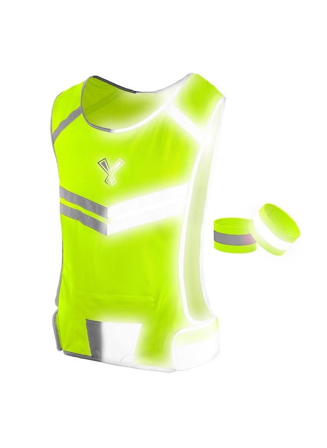 247 Viz Reflective Running Vest Yellow, Green Night Reflective Vest Running For Walkers, Women & Men. High Visibility Reflective Gear, Cycling & Running Vest, High Vis Neon Safety, Large;Xl Size  - Image 2