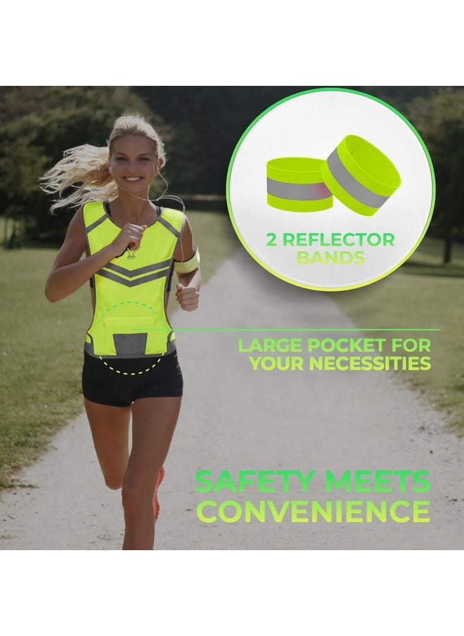 247 Viz Reflective Running Vest Yellow, Green Night Reflective Vest Running For Walkers, Women & Men. High Visibility Reflective Gear, Cycling & Running Vest, High Vis Neon Safety, Large;Xl Size  - Image 4