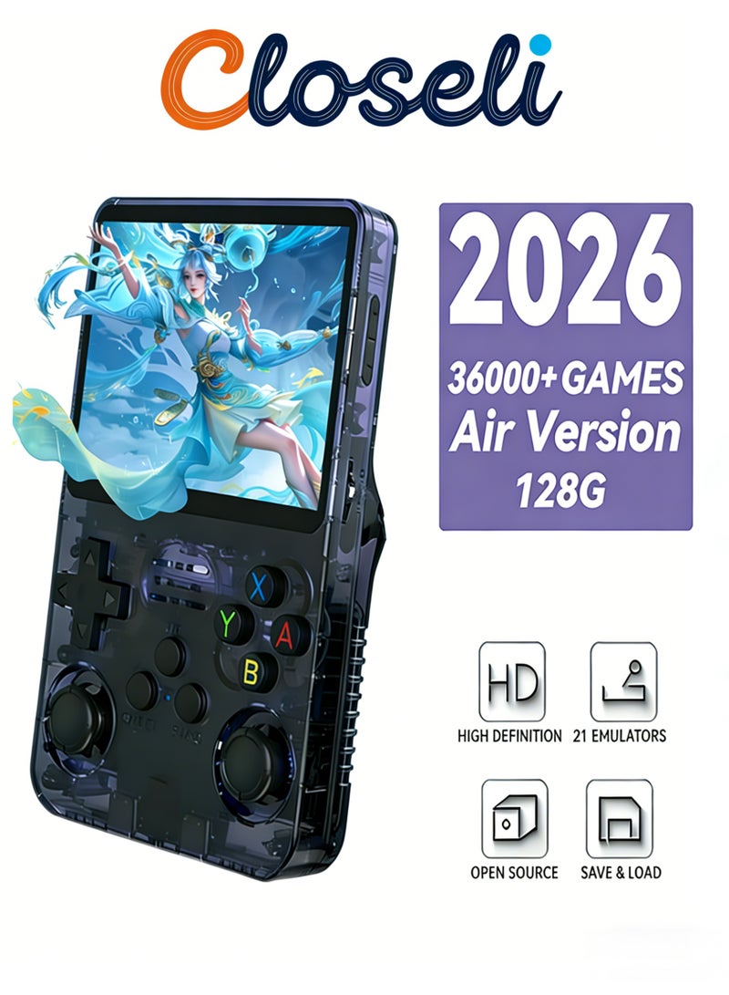 كلوزيلي وحدة ألعاب محمولة باليد، أركيد جيب محمولة، وحدة ألعاب إلكترونية، شاشة IPS HD بحجم 3.5 بوصة، بطاقة مدمجة بسعة 128 جيجابايت، أكثر من 36000 لعبة، بطارية قابلة للشحن بسعة 3500 مللي أمبير، نظام مفتوح المصدر لينكس، وظيفة OTG، قابلية التوسع ببطاقة TF سعة 256 جيجابايت، هدية للأطفال والبالغين. - Image 1
